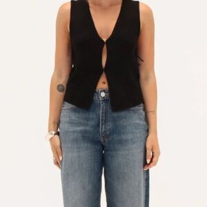 Black Sweater Vest Top
